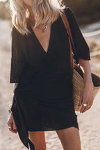 Zoelle - Linnen mini wikkeljurk met asymmetrische zoom dames
