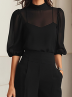 Elegante set dames met blouse en wijde pantalon