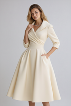 Nora - Midi jurk met stijlvolle kraag dames