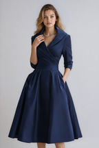 Nora - Midi jurk met stijlvolle kraag dames