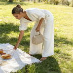 Jumpsuit dames met V-hals, wijde pijpen en korte mouwen