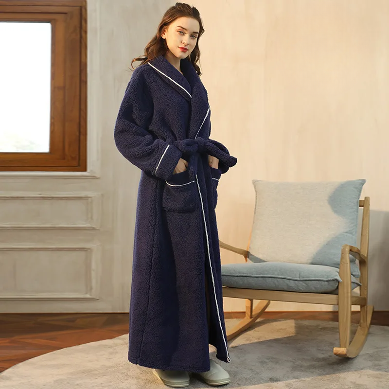 Badjas dames van fleece met sjaalkraag en ceintuur 10