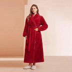 Badjas dames van fleece met sjaalkraag en ceintuur 7
