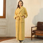 Badjas dames van fleece met sjaalkraag en ceintuur 8