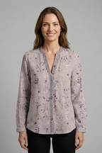 Blouse dames met doorknoopsluiting, manchetten en rechte zoom 1