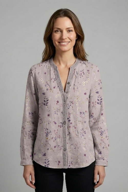 Blouse dames met doorknoopsluiting, manchetten en rechte zoom 1
