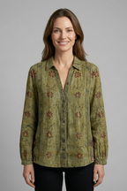 Blouse dames met doorknoopsluiting, manchetten en rechte zoom 2