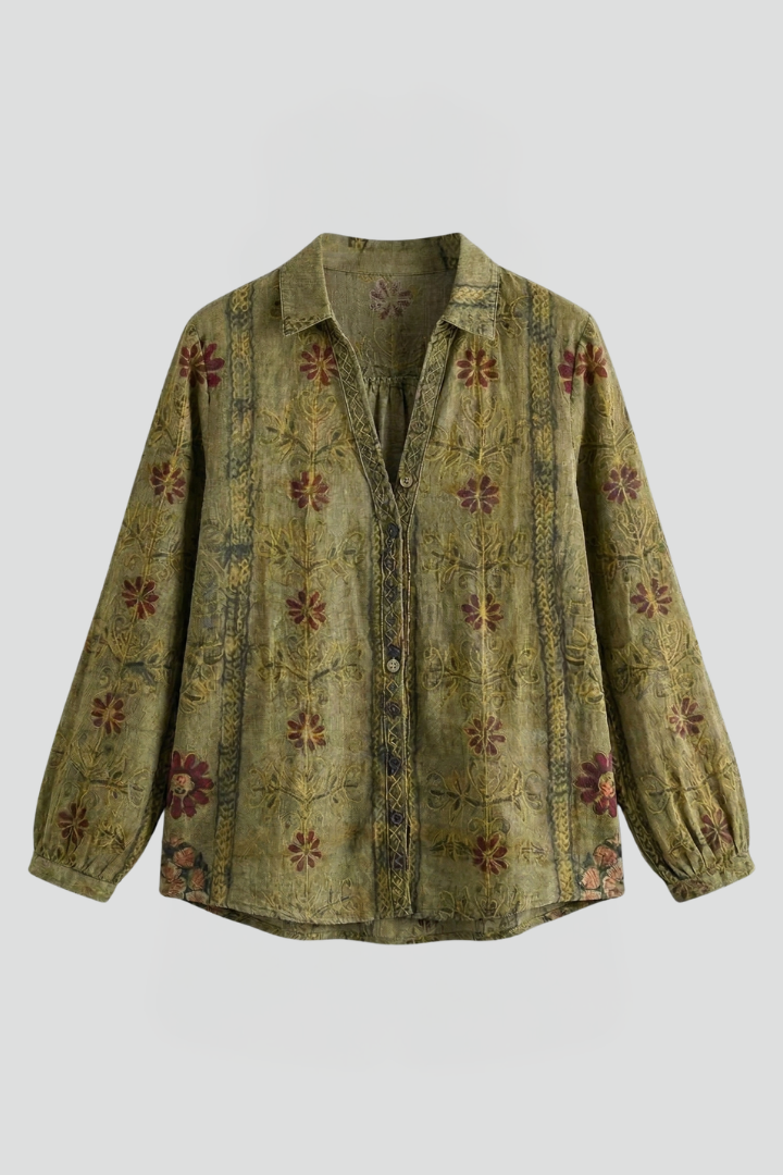 Blouse dames met doorknoopsluiting, manchetten en rechte zoom 4