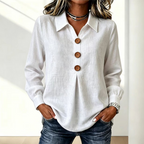 Blouse dames met klassieke kraag en sierknopen 1