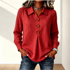 Blouse dames met klassieke kraag en sierknopen 10
