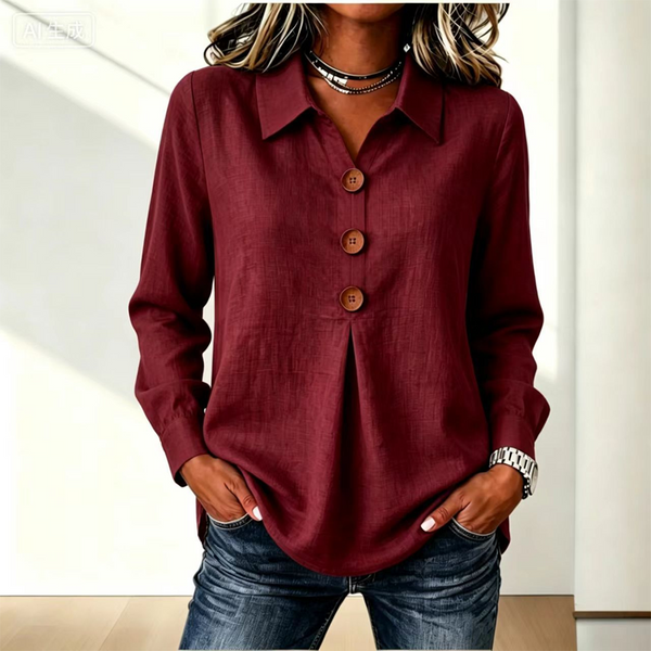 Blouse dames met klassieke kraag en sierknopen 11