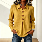 Blouse dames met klassieke kraag en sierknopen 13