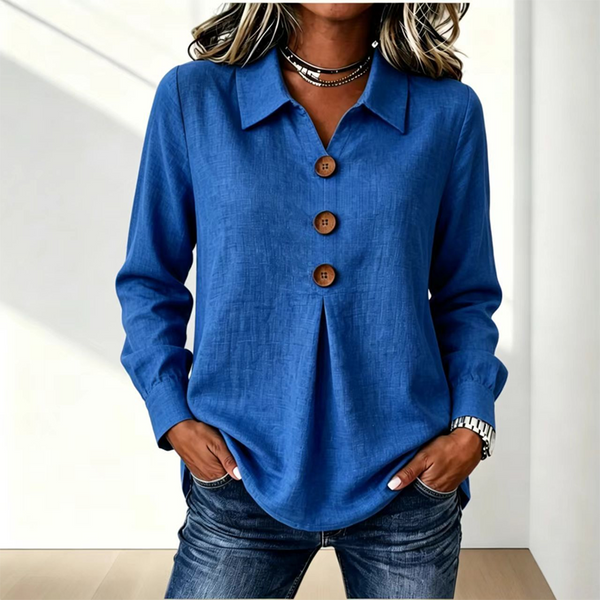 Blouse dames met klassieke kraag en sierknopen 15