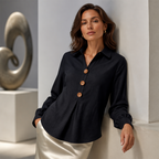 Blouse dames met klassieke kraag en sierknopen 16