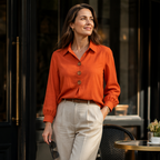 Blouse dames met klassieke kraag en sierknopen 17
