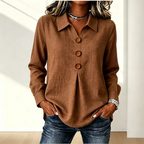 Blouse dames met klassieke kraag en sierknopen 3