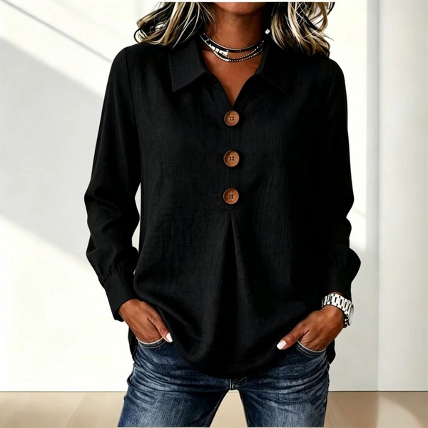 Blouse dames met klassieke kraag en sierknopen 4