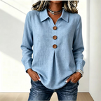 Blouse dames met klassieke kraag en sierknopen 6