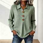 Blouse dames met klassieke kraag en sierknopen 7