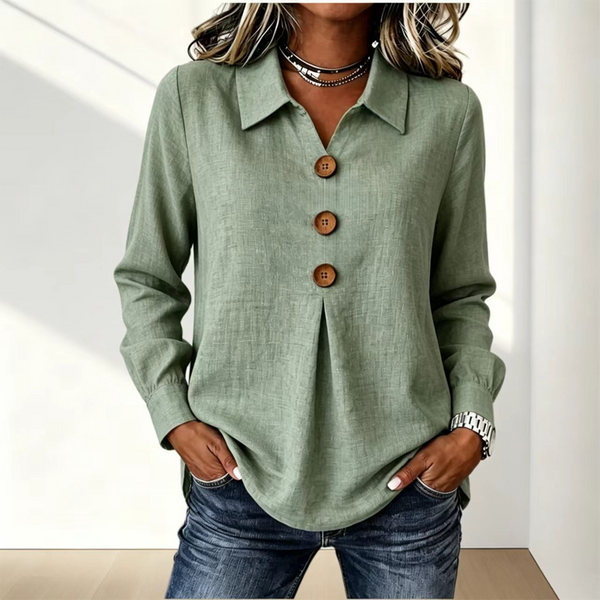 Blouse dames met klassieke kraag en sierknopen 7