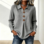 Blouse dames met klassieke kraag en sierknopen 8