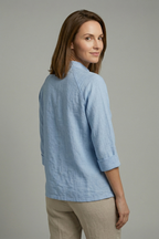 Blouse dames met kraag, knoopsluiting en opgerolde manchetten 10