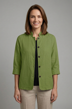 Blouse dames met kraag, knoopsluiting en opgerolde manchetten 3