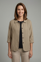 Blouse dames met kraag, knoopsluiting en opgerolde manchetten 5