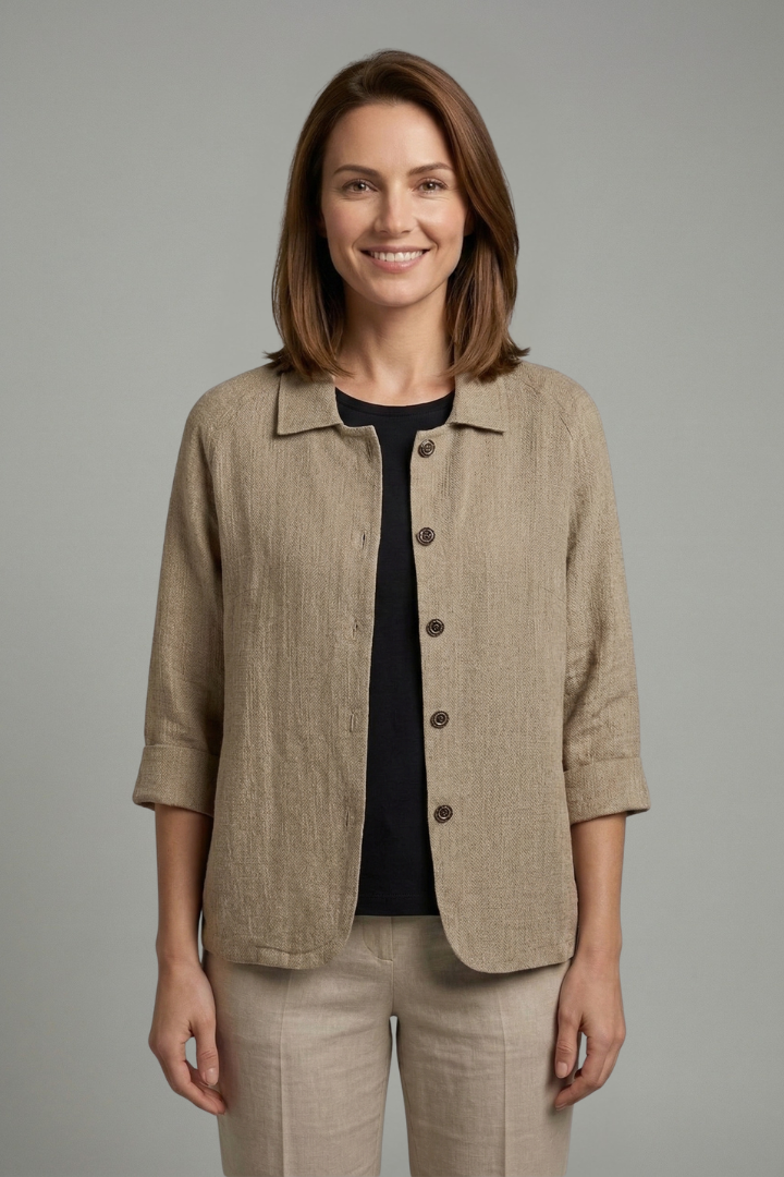 Blouse dames met kraag, knoopsluiting en opgerolde manchetten 5