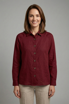 Blouse dames met kraag, knoopsluiting en opgerolde manchetten 7