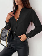 Blouse dames met lange mouwen, klassieke kraag en knoopsluiting 6