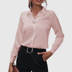 Blouse dames met omgeslagen kraag, knoopsluiting en manchetten 2