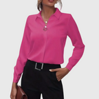 Blouse dames met omgeslagen kraag, knoopsluiting en manchetten 3