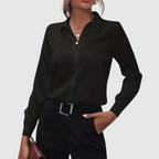 Blouse dames met omgeslagen kraag, knoopsluiting en manchetten 5