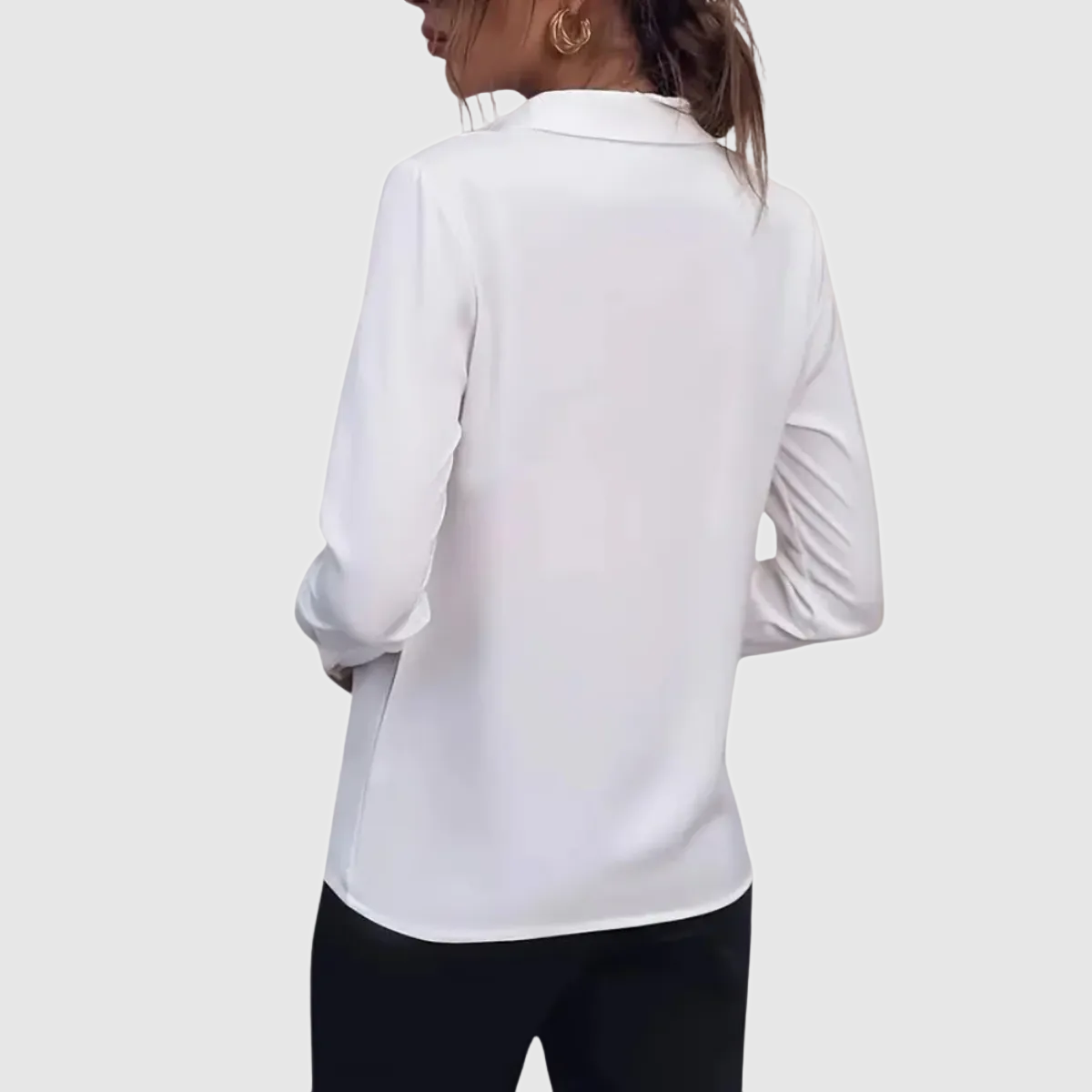 Blouse dames met omgeslagen kraag, knoopsluiting en manchetten 6