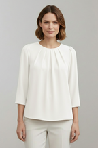 Blouse dames met ronde hals, plooidetail en lange mouwen 6
