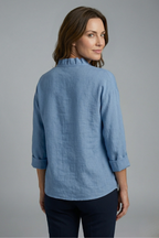 Blouse dames met V-hals, ruche detail en losse pasvorm 10