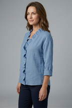 Blouse dames met V-hals, ruche detail en losse pasvorm 11
