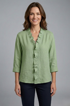 Blouse dames met V-hals, ruche detail en losse pasvorm 3