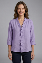 Blouse dames met V-hals, ruche detail en losse pasvorm 5