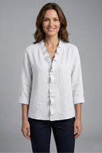 Blouse dames met V-hals, ruche detail en losse pasvorm 6