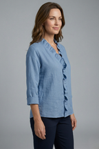 Blouse dames met V-hals, ruche detail en losse pasvorm 9