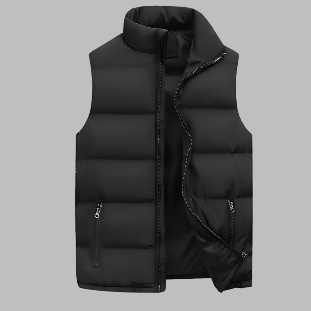 Bodywarmer heren gewatteerd met rits en opstaande kraag 1