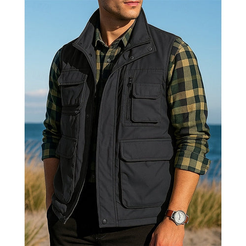 Bodywarmer heren met opstaande kraag en meerdere zakken 1