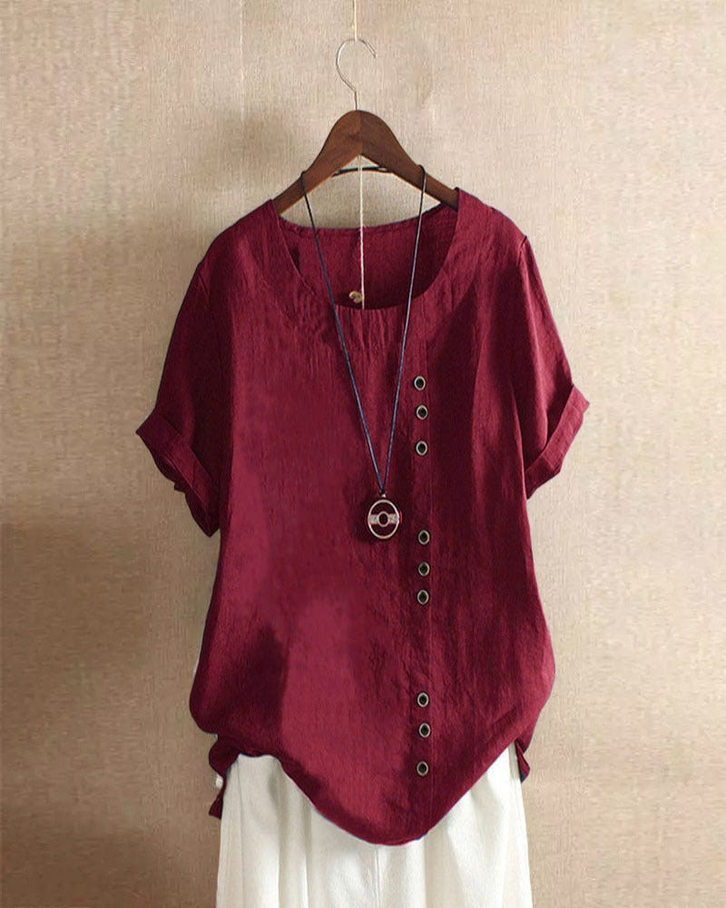 Federica - Zomerse blouse met korte mouwen en ronde hals dames