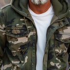 Camouflage jas heren met capuchon en borstzakken 5