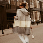 Cardigan dames met capuchon, rits en colorblock 1
