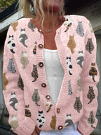 Cardigan dames met kattenmotief en knoopsluiting 2