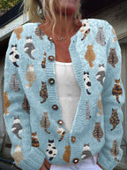 Cardigan dames met kattenmotief en knoopsluiting 3