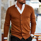 Casual heren cardigan met knopen en V-hals 2